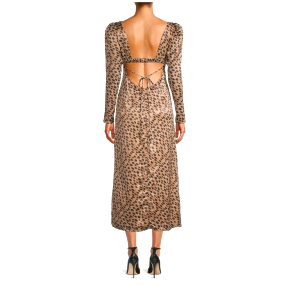 WeWoreWhat Cut Out Satin Leopard Animal Print Midi Dress - Picture 3 of 7